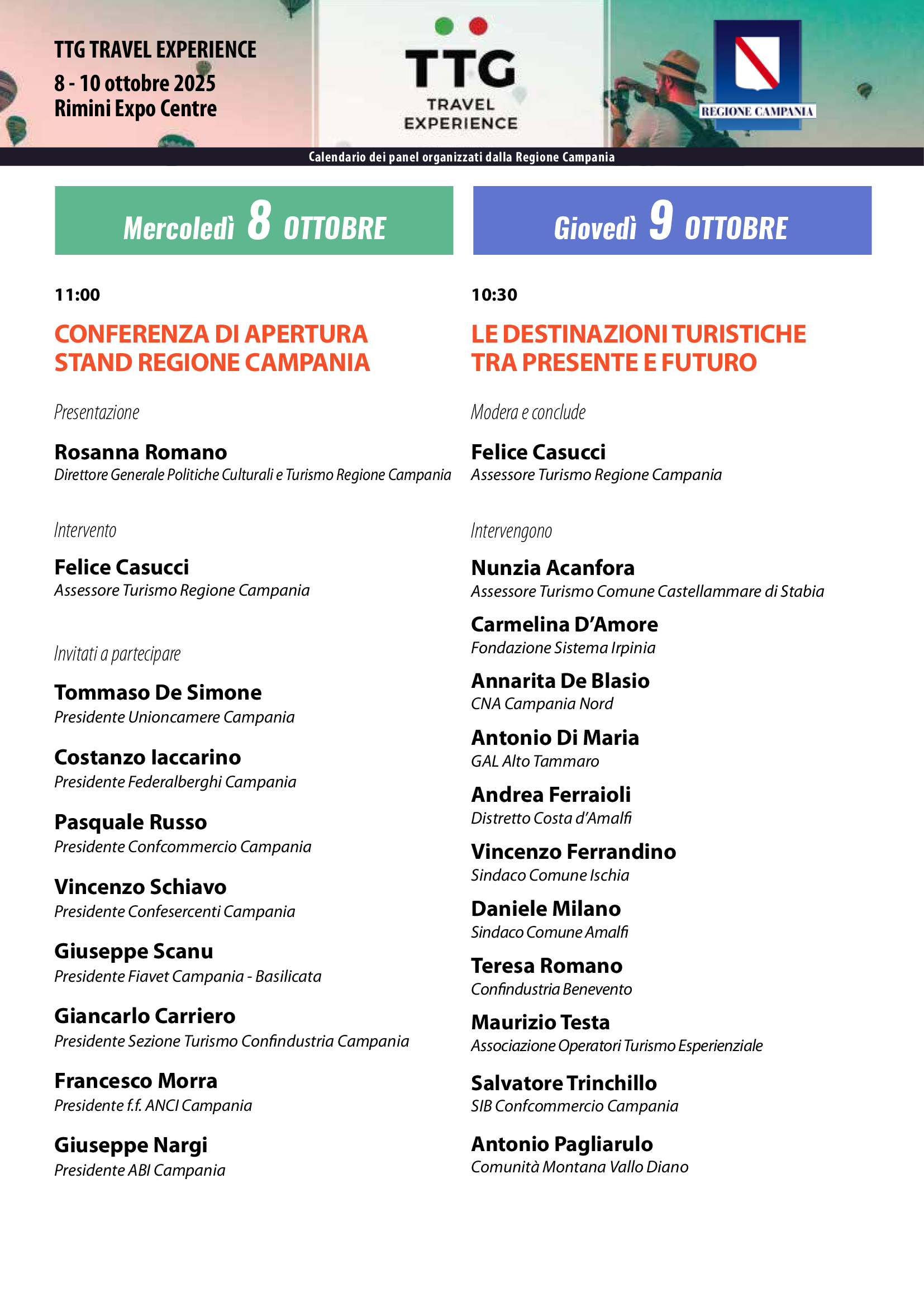 CONFERENZA DI APERTURA STAND REGIONE CAMPANIA